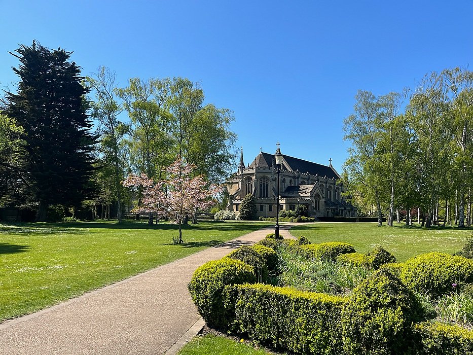 Historic school building with parkland at English boarding school