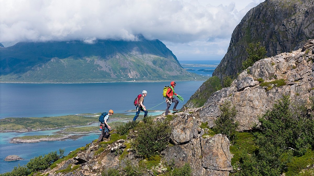 Three hiking Gordonstoun pupils in the Scottish Highlands