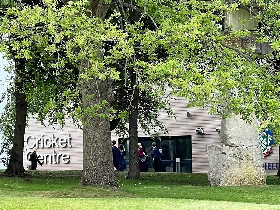 Old tree on green infront of the Cricket Dome