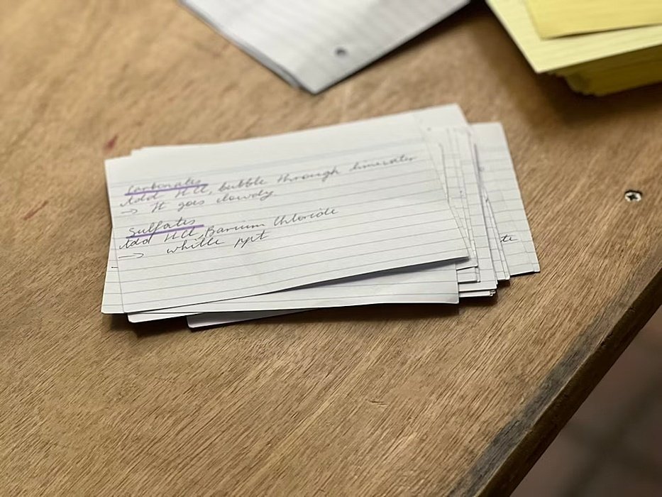 index Cards on a table