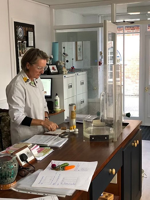 a chemistry teacher in a laboratory