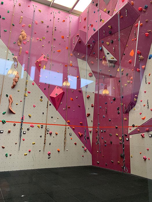 Indoor climbing wall in the sports centre. Climbing, sport, outdoor education, Gordonstoun.