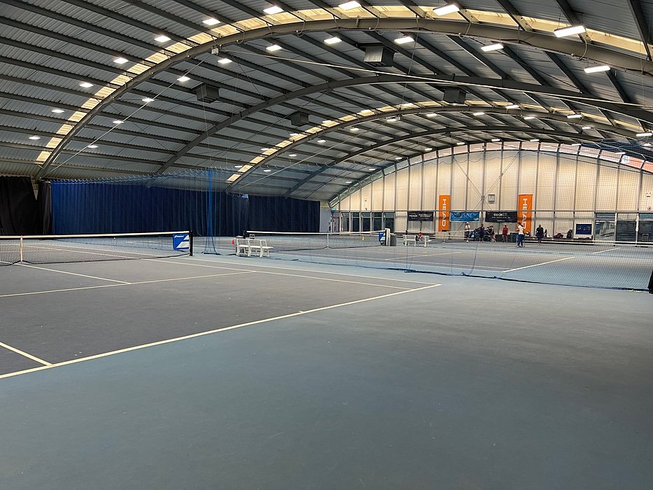 The indoor tennis courts at Bradfield College