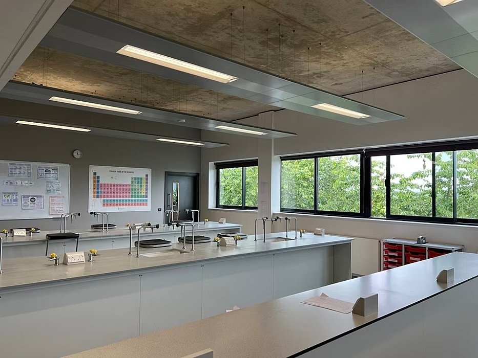 A modern chemistry lab at Repton School