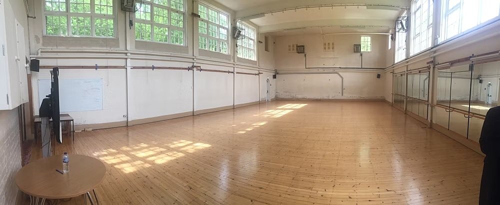 Ballet studio, open plan, wooden floor