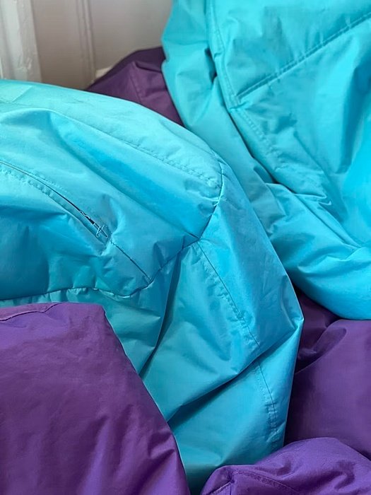 bean bags in turqoise and purple