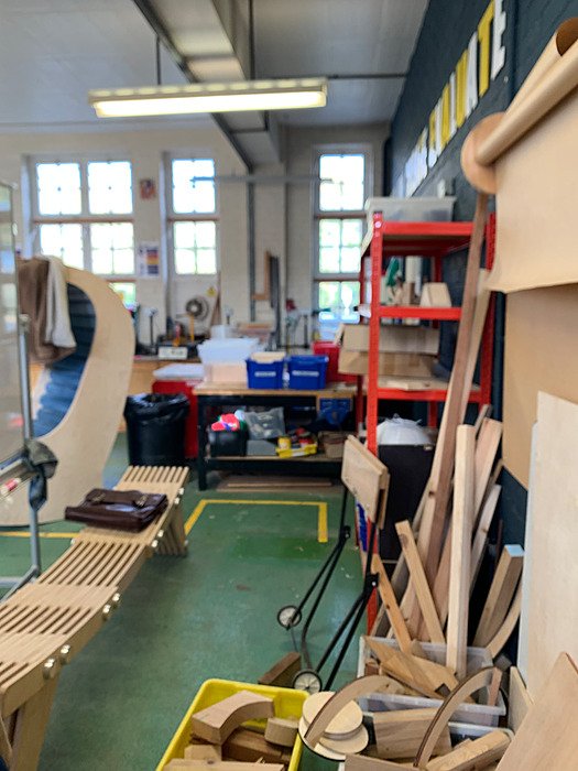Workshop room with wood and tools