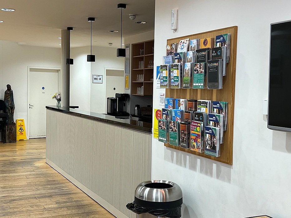 Modern reception and café area at Wells Cathedral School, Somerset, England.