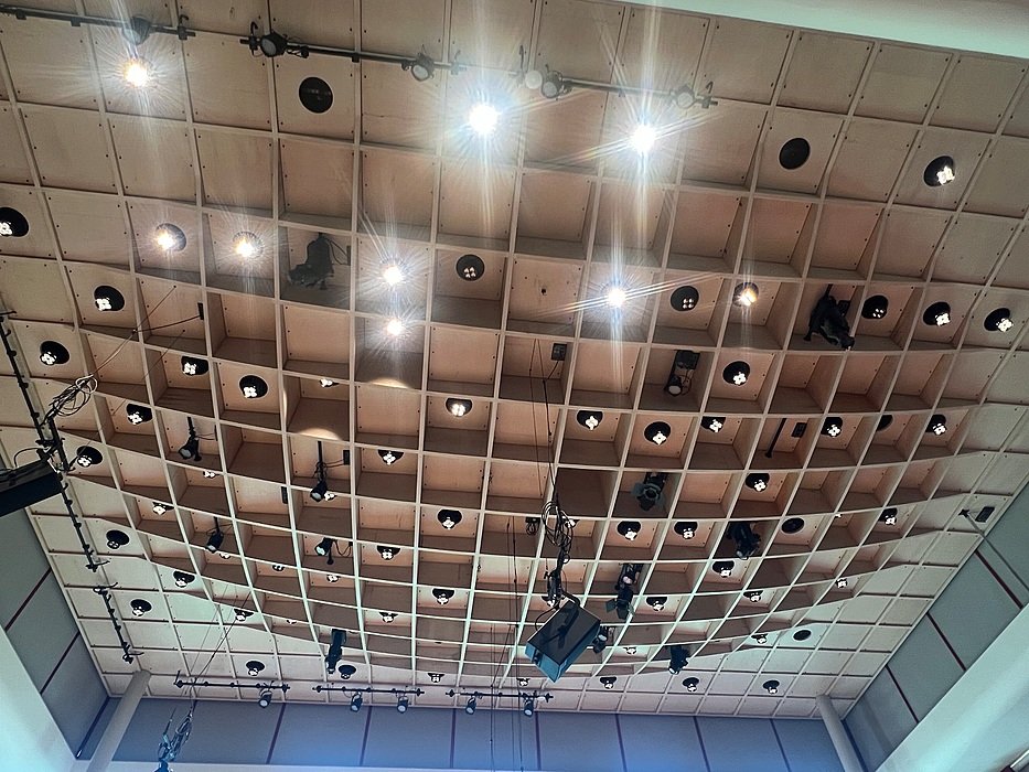 Cedars Hall ceiling design, Wells Cathedral School music centre Somerset.