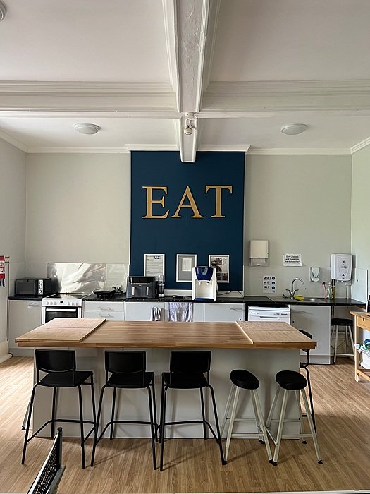 Boarding house kitchen and student room, Wells Cathedral School UK.