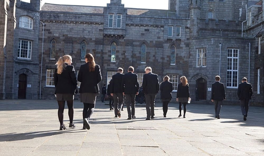 Pupils in the school's courtyard