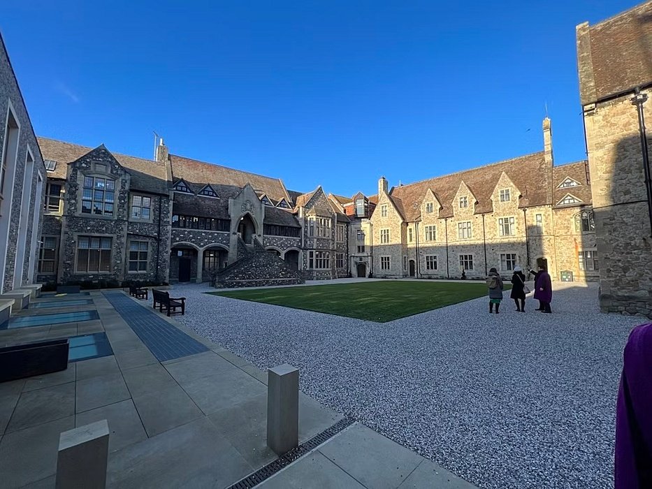 the inner courtyard at King's School Canterbury as a square surrounded its stunning old buildings