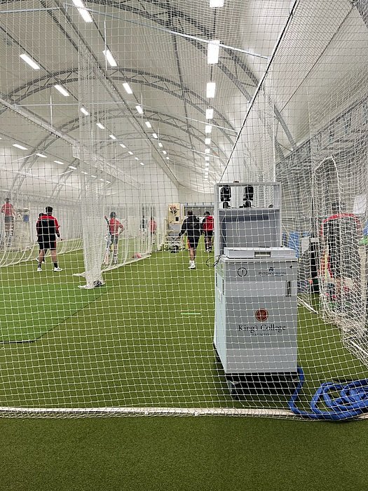 Indoor sports facility with nets for cricket or training sessions