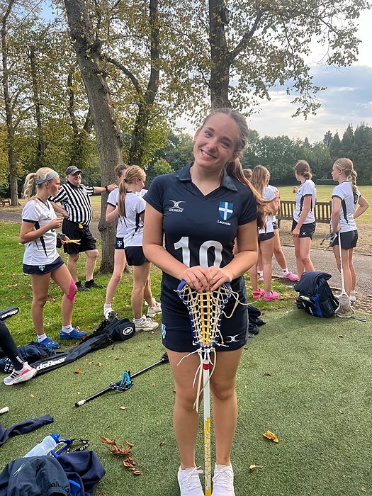 Lilli Pontzen at King’s School Canterbury, playing Lacrosse