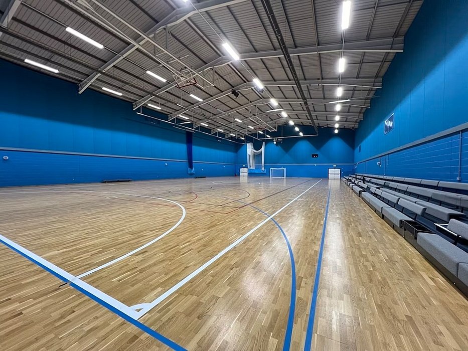 The indoor hockey pitch at Repton School