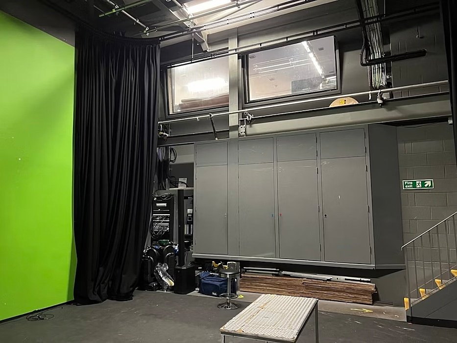 The school s film room with green screen