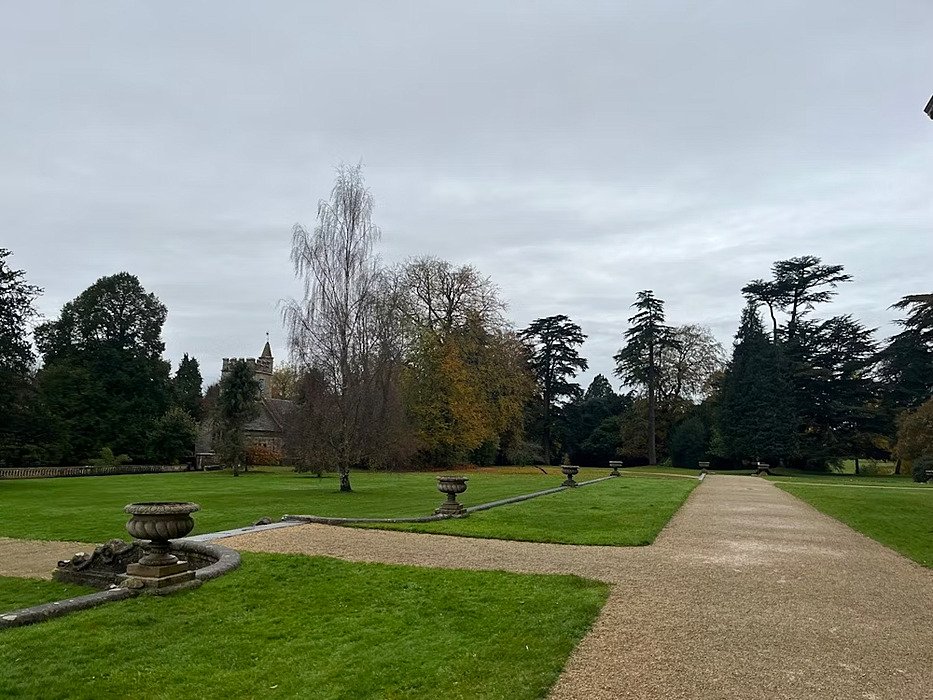open gardens with graveled pathways
