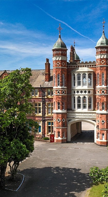 The Rossall School's main entrance and big archway with the two towers