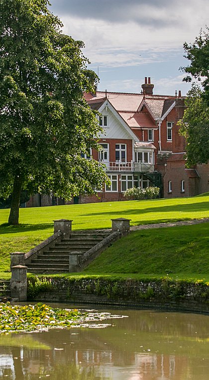 The steps leading down to the water in the park of Bede’s Senior School