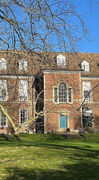 King's Ely School from the front on a sunny day in winter