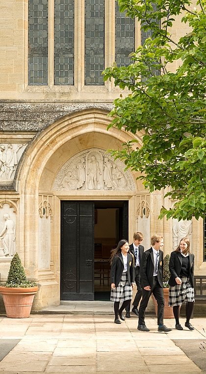 Oakham School, pupils leaving Chapel