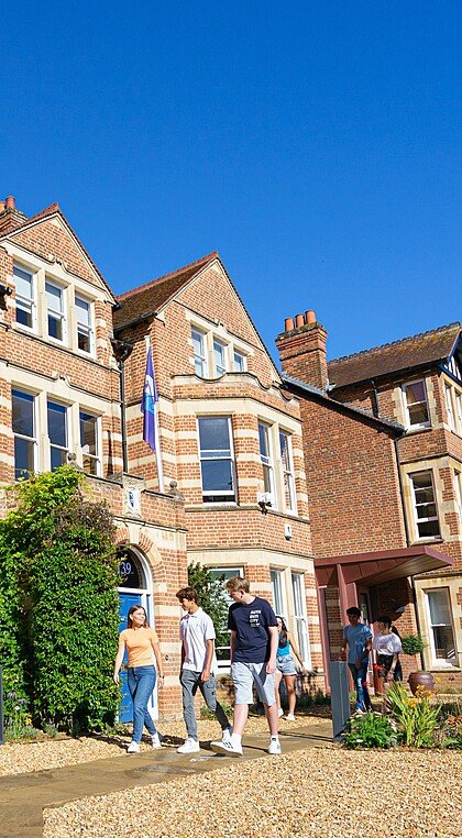 Students outside St Clares School's main building