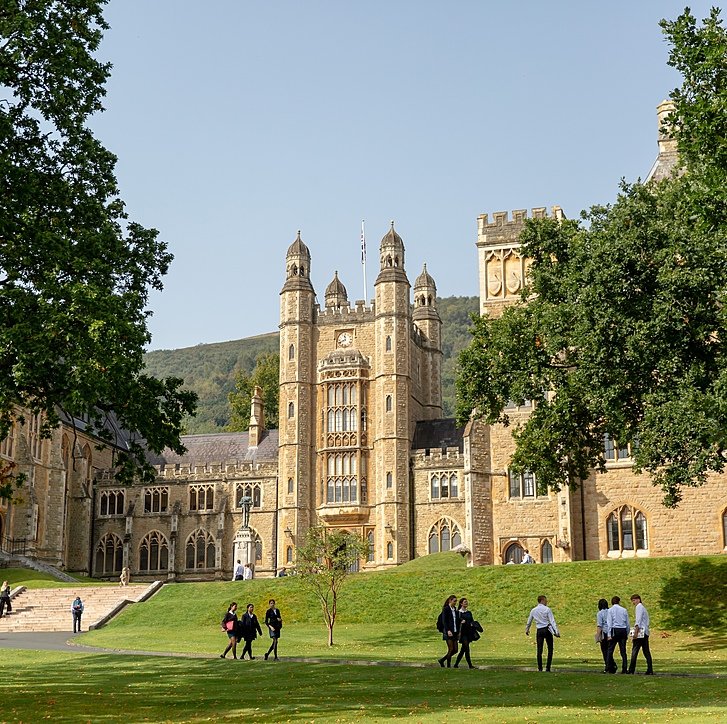 The impressive Malvern College and its green campus in spring