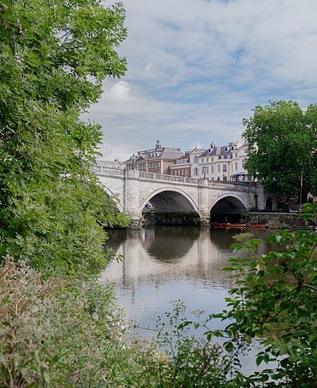 Richmond Bridge over the river and trees in front of it
