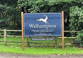 Entrance sign to the Walhampton School