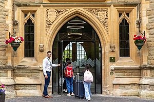 Students at the arriving at Malvern College's main entrance for their Summer School