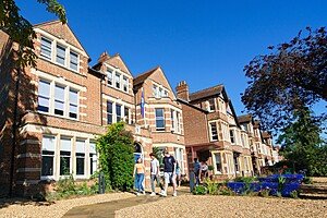 Students outside St Clares School's main building
