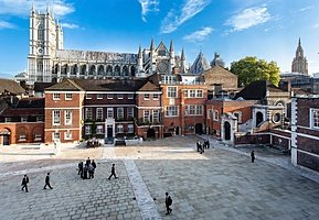 Westminster School in London with Westminster Abbey as a backdrop