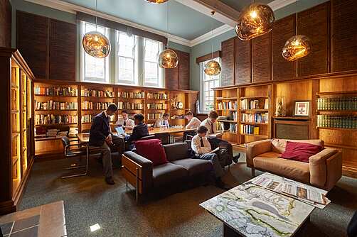 The cosy library at Harrow School