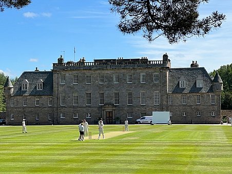 Cricket match infront of Gordonstoun main building