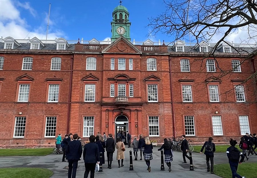 Pupils on their way to the main building