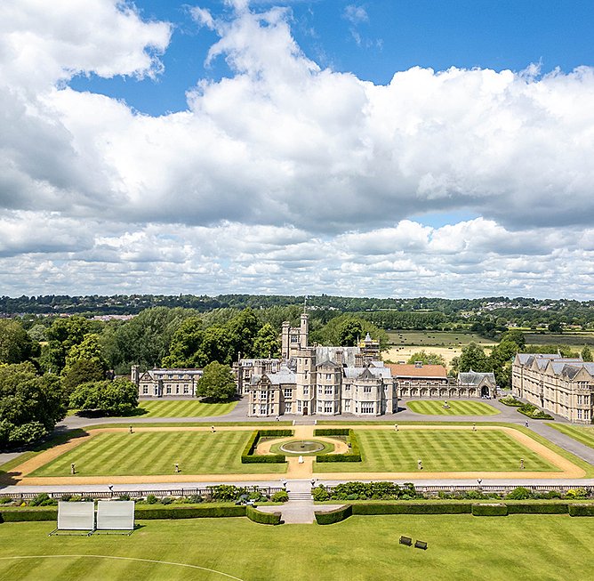 Areal view of Canford School