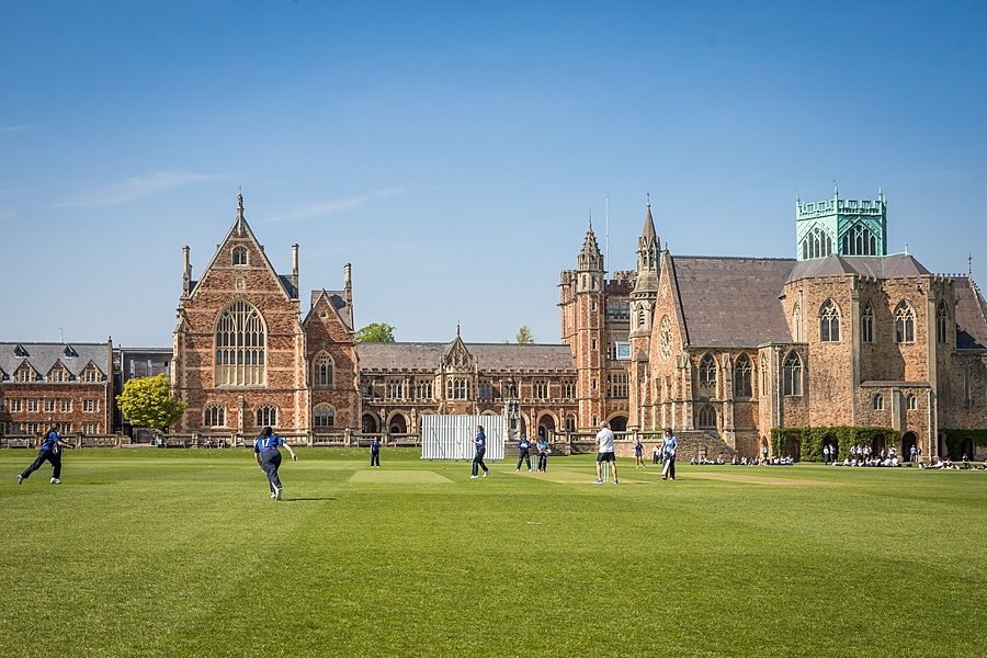 Clifton College and Campus with students playing cricket
