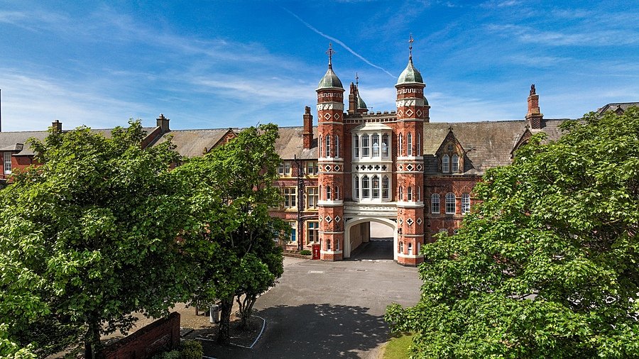 The Rossall School's main entrance and big archway with the two towers