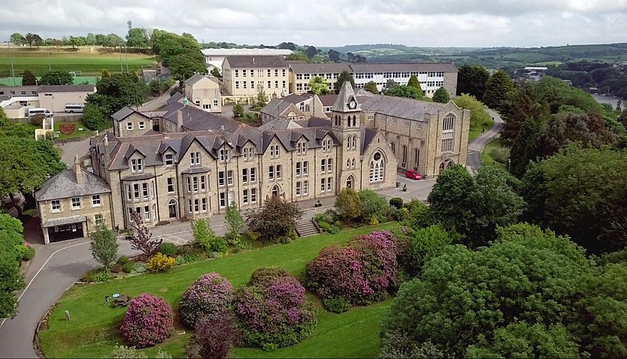 Areal view of the pretty Truro School and its adjacent buildings