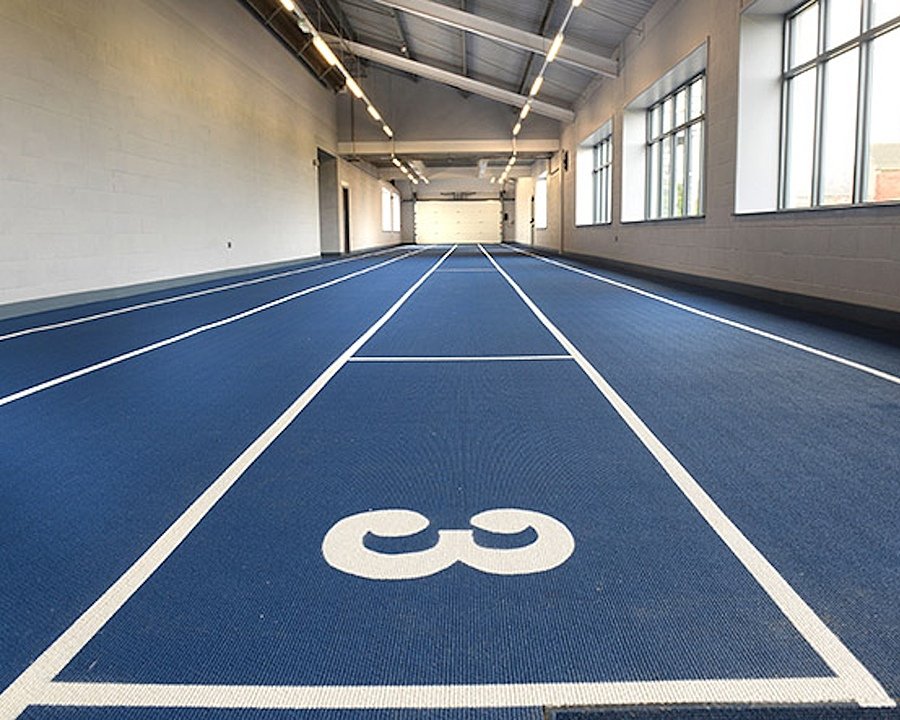 The indoor running track at Rossall School