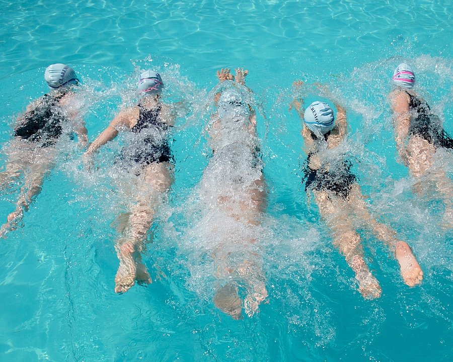 Five Claremont Students during their swimming