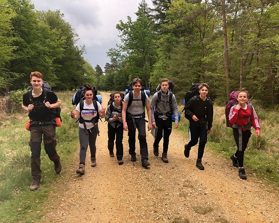 Seven Claremont students on a hike as part of the Duke of Edinburgh Award