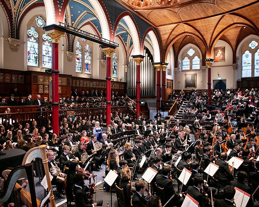 Harrow School Assembly with a school concert taking place