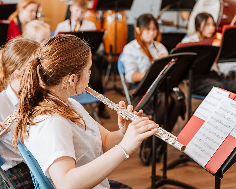 Students playing in the orchestra at Wrekin College