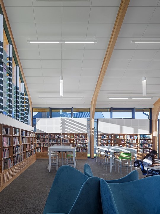 Plenty of space for reading and studying in the modern library at Culford School