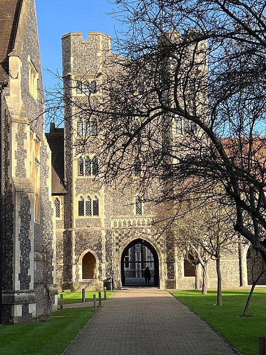The big old tower and entrance of Lancing College