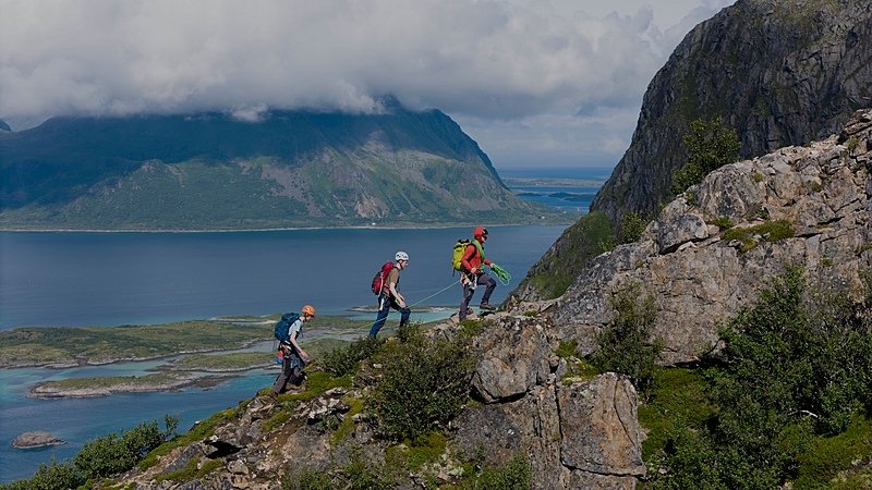 Three hiking Gordonstoun pupils in the Scottish Highlands