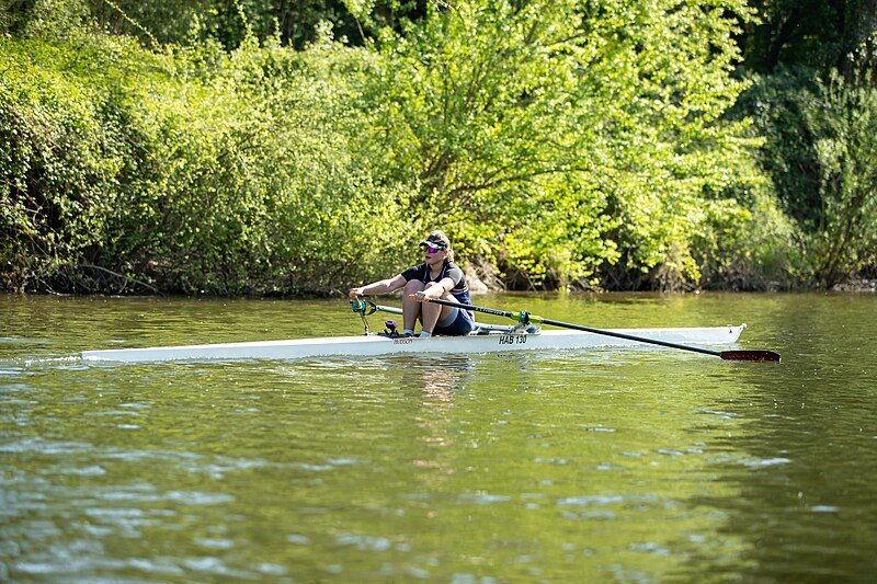 Pupil rowing on the River Wye in Monmouth