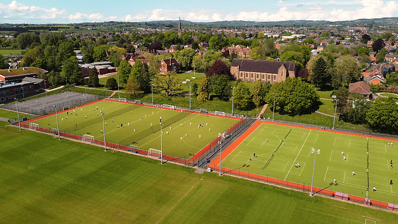 Areal view of the sports grounds at Bromsgrove School