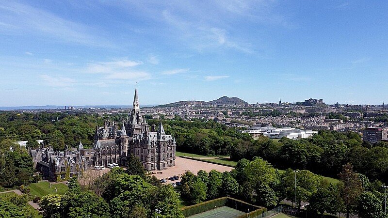 Areal view of Fettes College and its green campus